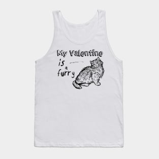 Cute Valentine with Cat Illustration and Text Tank Top